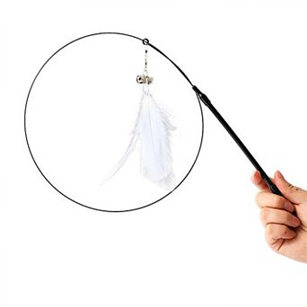 Cat Feather Teaser Toy with Suction Cup Base - Interactive Wand Toy with Bell for Indoor Cats