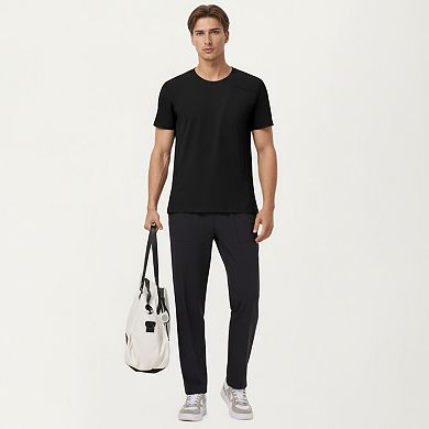 Men's Short Sleeve Performance T-Shirt with Chest Pocket and Lightweight Stretch Fabric