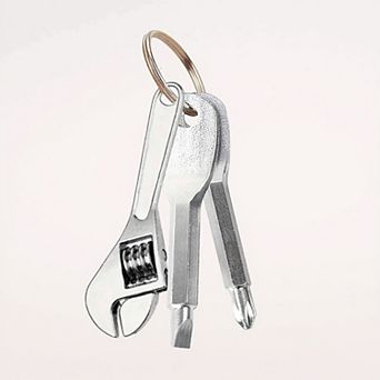 Mini Keychain Tool Set with Adjustable Wrench Screwdriver and Compact Multi Tool Design