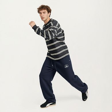 Men's Striped Crewneck Sweatshirt with Ribbed Trim and Relaxed Fit