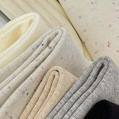 Womens Comfortable Cotton Crew Socks 6 Pairs Soft Embroidered Bear Design