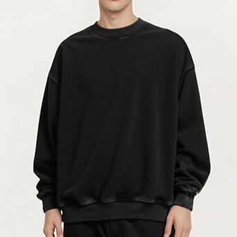 Men's Crewneck Sweatshirt with Ribbed Trim and Relaxed Fit