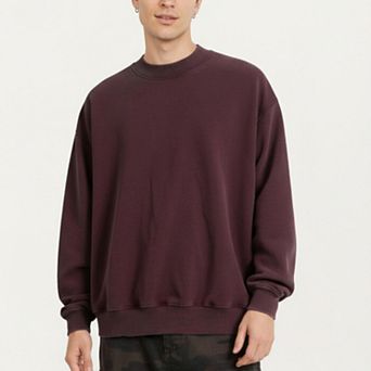 Men's Crewneck Sweatshirt with Ribbed Trim and Relaxed Fit