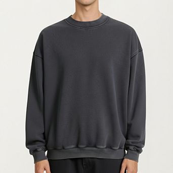 Men's Crewneck Sweatshirt with Ribbed Trim and Relaxed Fit