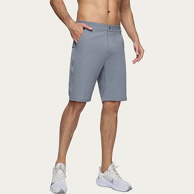 Men's Performance Stretch Shorts with Button Waist Closure and Tailored Athletic Fit