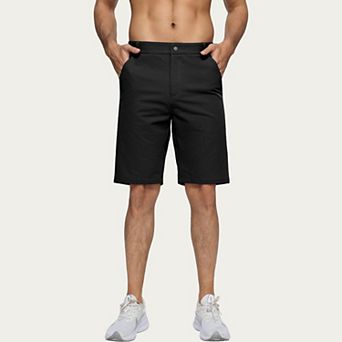 Men's Performance Stretch Shorts with Button Waist Closure and Tailored Athletic Fit