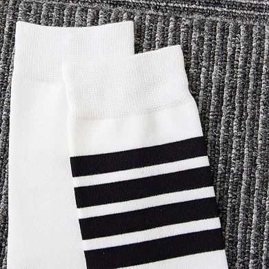 Womens Cotton Crew Socks 6 Pairs Striped Athletic Design Soft Breathable Comfort