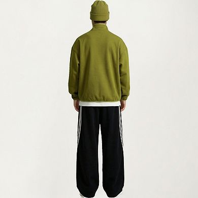 Men's Half Zip Pullover with Stand Collar and Relaxed Fit