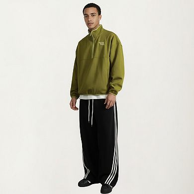 Men's Half Zip Pullover with Stand Collar and Relaxed Fit