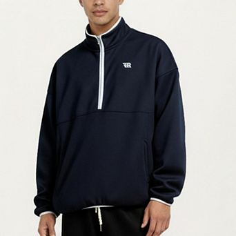 Men's Half Zip Pullover with Stand Collar and Relaxed Fit