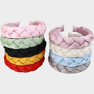 Braided Fabric Headband 2 Pack Wide Comfort Fit Soft Woven Hair Accessories
