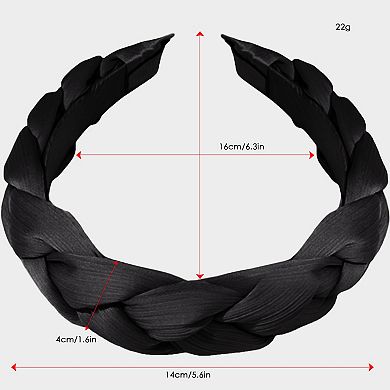Braided Fabric Headband 2 Pack Wide Comfort Fit Soft Woven Hair Accessories