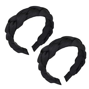 Braided Fabric Headband 2 Pack Wide Comfort Fit Soft Woven Hair Accessories