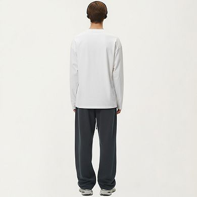 Men's Long Sleeve Crewneck T Shirt with Relaxed Fit and Clean Minimal Design