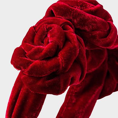 Velvet Rose Flower Padded Headband Soft Fabric Statement Hair Accessory