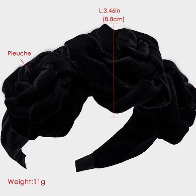 Velvet Rose Flower Padded Headband Soft Fabric Statement Hair Accessory