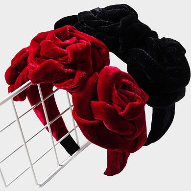 Velvet Rose Flower Padded Headband Soft Fabric Statement Hair Accessory