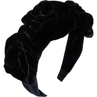 Velvet Rose Flower Padded Headband Soft Fabric Statement Hair Accessory