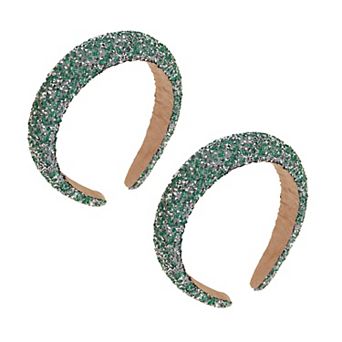 Womens Rhinestone Padded Headbands Two Pack Wide Sparkle Hair Accessories