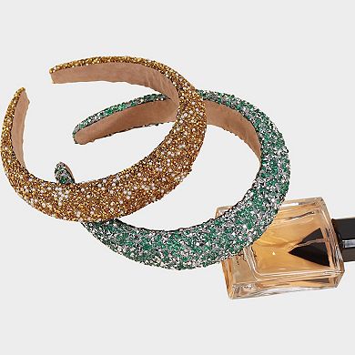 Womens Rhinestone Padded Headbands Two Pack Wide Sparkle Hair Accessories