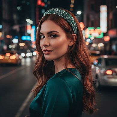 Womens Rhinestone Padded Headbands Two Pack Wide Sparkle Hair Accessories