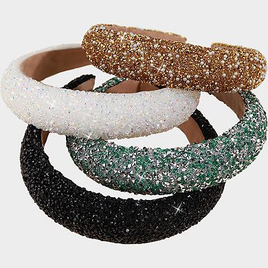 Womens Rhinestone Padded Headbands Two Pack Wide Sparkle Hair Accessories