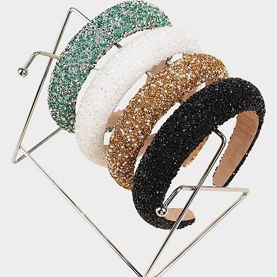 Womens Rhinestone Padded Headbands Two Pack Wide Sparkle Hair Accessories