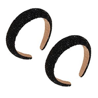 Womens Rhinestone Padded Headbands Two Pack Wide Sparkle Hair Accessories