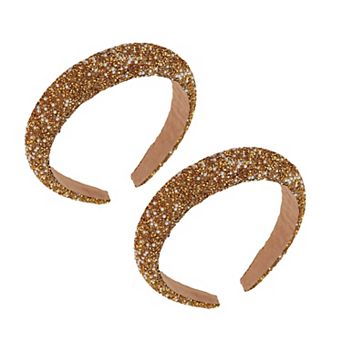 Womens Rhinestone Padded Headbands Two Pack Wide Sparkle Hair Accessories