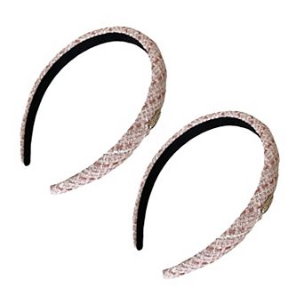 Womens Tweed Fabric Padded Headbands Two Pack Soft Hair Accessories