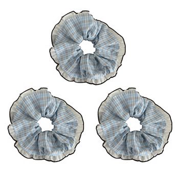 Womens Large Fabric Hair Scrunchies 3 Pack Soft Ruffled Elastic Hair Ties