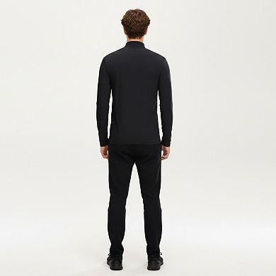 Men's Long Sleeve Half Zip Performance Top with Secure Chest Pocket and Stretch Knit Fabric