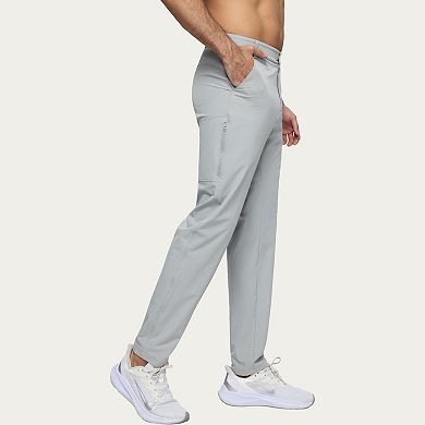 Men's Performance Stretch Pants with Button Waist Closure and Tapered Athletic Fit