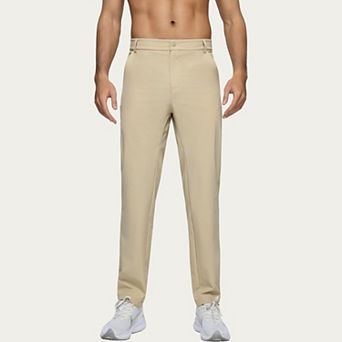 Men's Performance Stretch Pants with Button Waist Closure and Tapered Athletic Fit