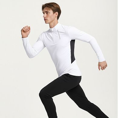 Men's Long Sleeve Half Zip Performance Top with Lightweight Stretch Knit Fabric