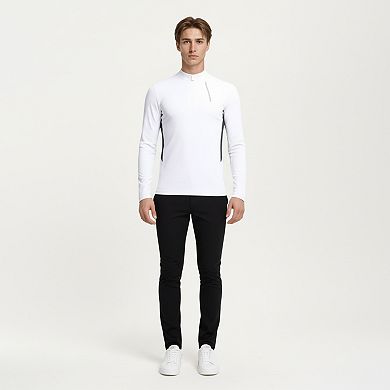 Men's Long Sleeve Half Zip Performance Top with Lightweight Stretch Knit Fabric