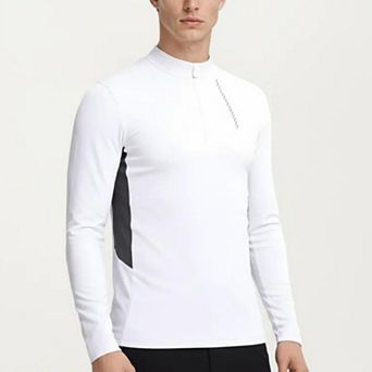 Men's Long Sleeve Half Zip Performance Top with Lightweight Stretch Knit Fabric