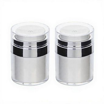 Refillable Cosmetic Cream Pump Jars with Push Down Dispenser Lid 2 pc Set