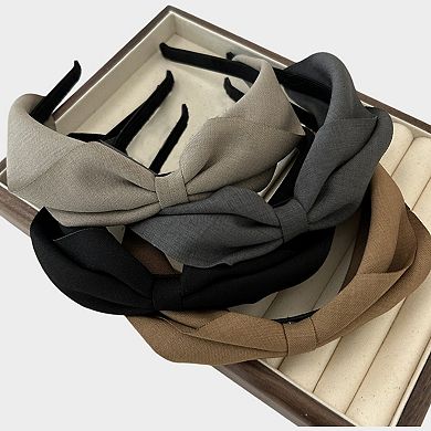 Womens Fabric Bow Headbands Two Pack Soft Structured Headband Set