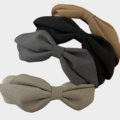 Womens Fabric Bow Headbands Two Pack Soft Structured Headband Set
