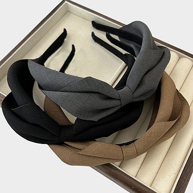 Womens Fabric Bow Headbands Two Pack Soft Structured Headband Set