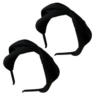 Womens Fabric Bow Headbands Two Pack Soft Structured Headband Set