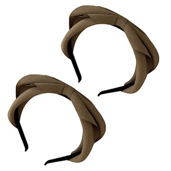 Womens Fabric Bow Headbands Two Pack Soft Structured Headband Set