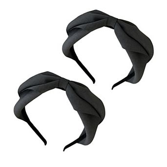 Womens Fabric Bow Headbands Two Pack Soft Structured Headband Set