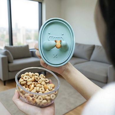 Food Grade Snack Storage Box with Hands-Free Lid and Dust-Proof Design 4.7x4x2.3in