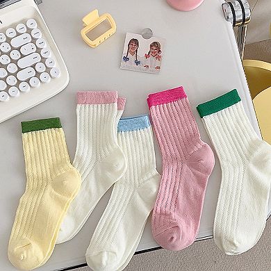 Womens Breathable Cotton Mesh Crew Socks 6 Pairs Lightweight