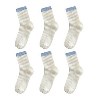 Womens Breathable Cotton Mesh Crew Socks 6 Pairs Lightweight