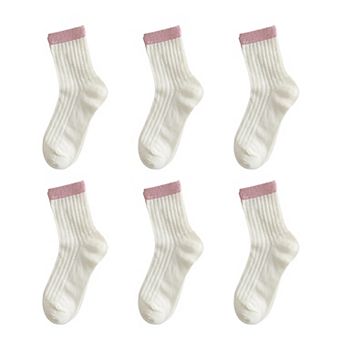 Womens Breathable Cotton Mesh Crew Socks 6 Pairs Lightweight