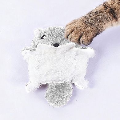 Cat Interactive Chew & Squeaky Toy - Cute Plush Flying Squirrel - for Indoor Cats & Kittens
