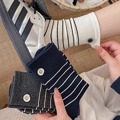 Womens Cotton Crew Socks 6 Pair Pack Striped Accent Soft Breathable